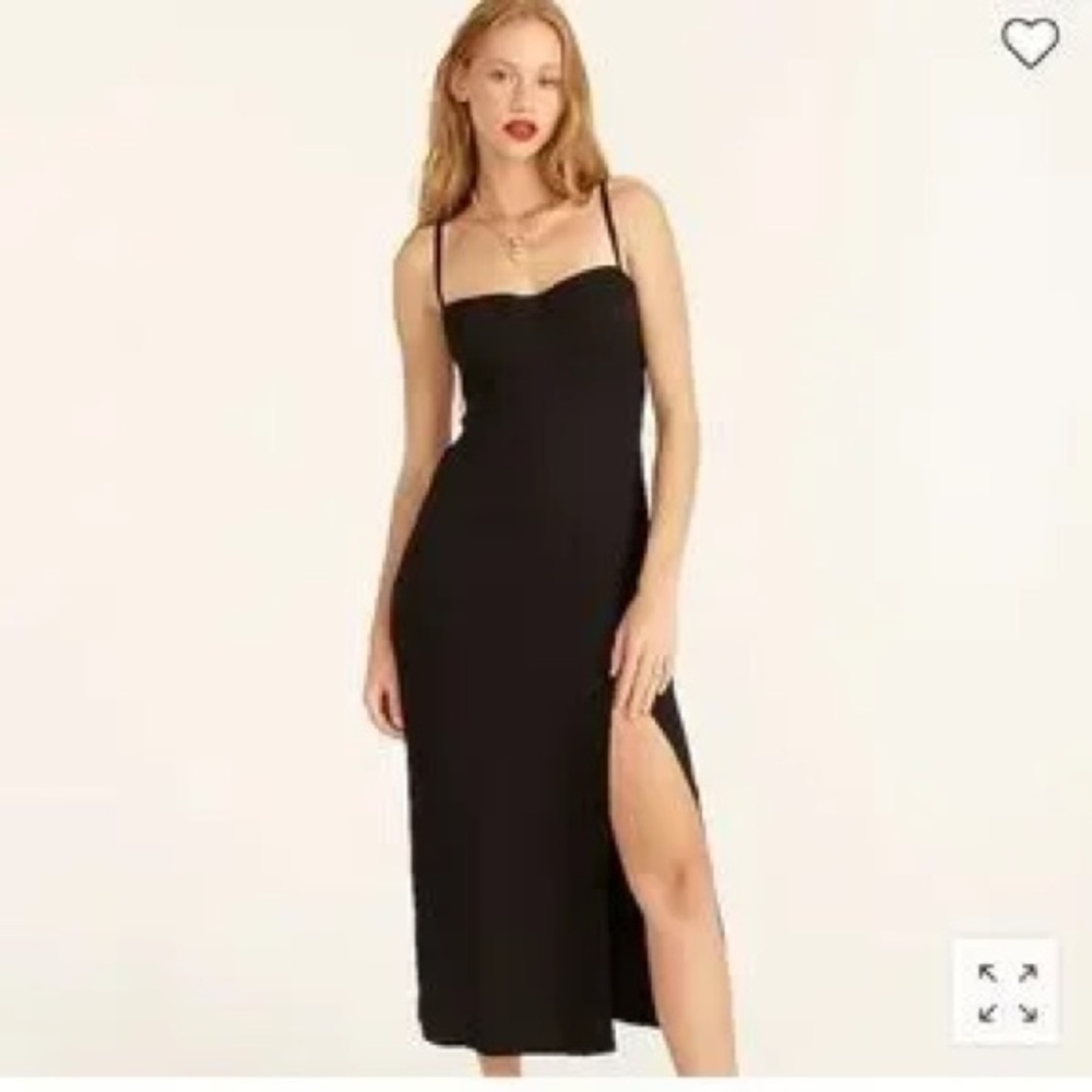 J. Crew Black Midi Slip Dress with Side Slit